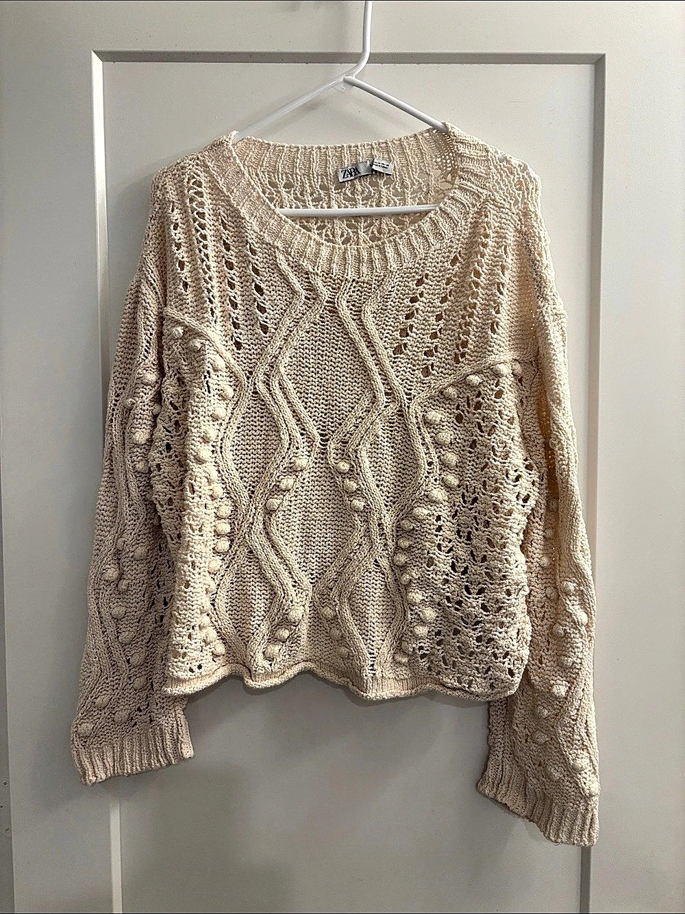 Zara Cable Knit Open Stitch Sweater Size Medium